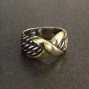 David Yurman triple cable crossover ring.